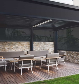 Black patio with black exterior shades Photo